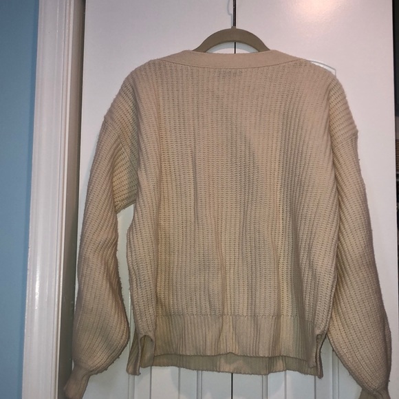 Cream Wool Madewell Sweater with Buttons - Picture 2 of 3